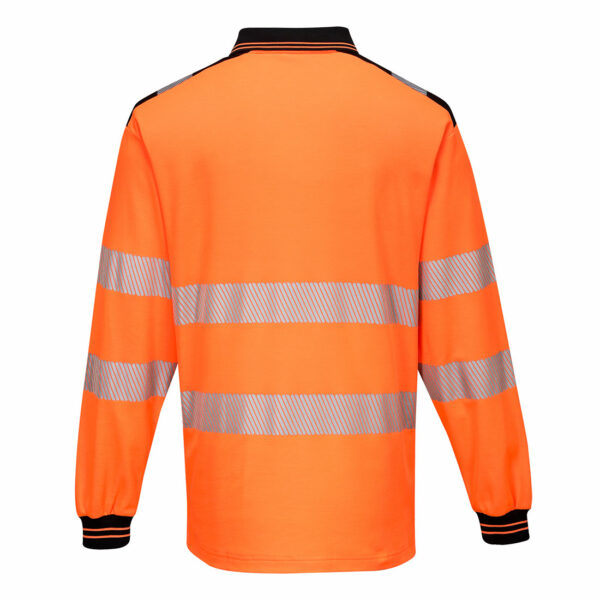 Hi-Vis Cotton Comfort Polo Shirt L/S Orange/Black