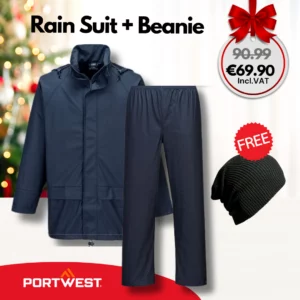 rain suit navy portwest sealtex and beanie free